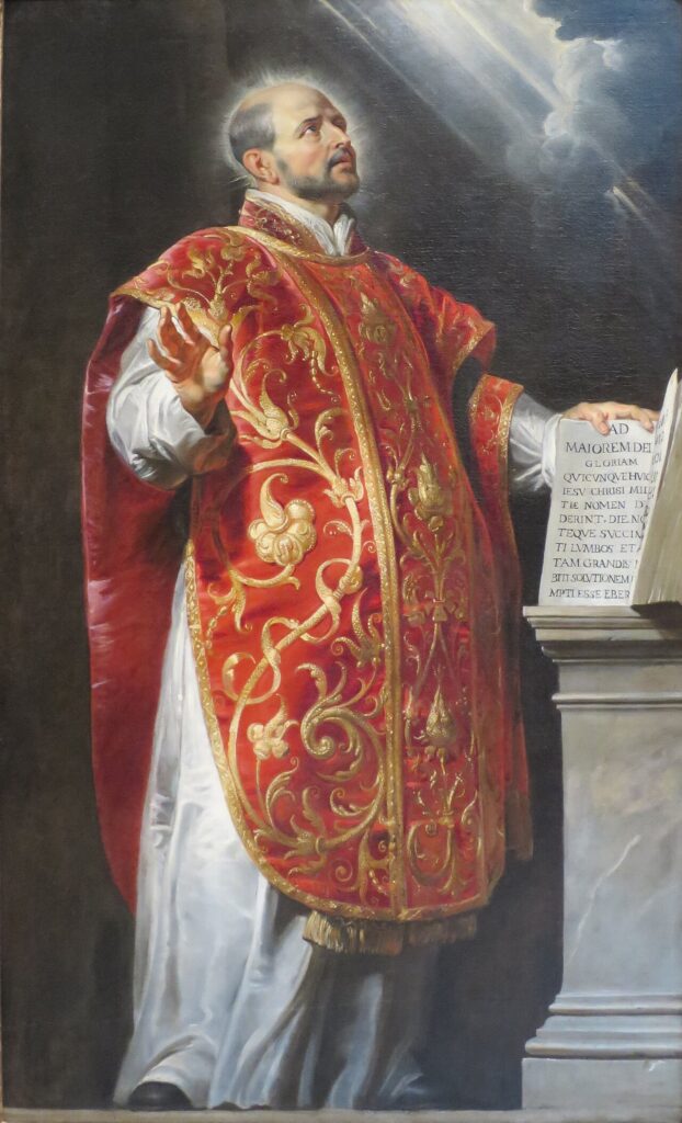 Portrait of Saint Ignatius of Loyola, founder of the Jesuits, in priestly vestments.