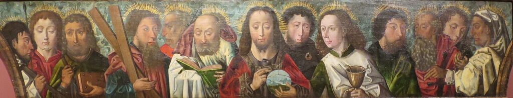 Christ surrounded by the twelve apostles.