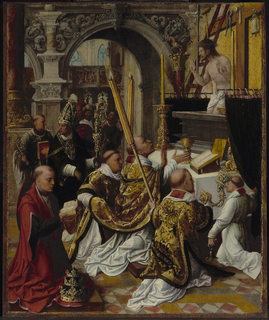 The Mass of Saint Gregory with Christ appearing on the altar.