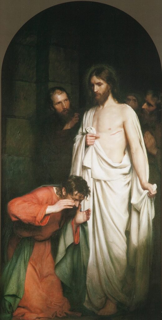 Carl Bloch risen Christ appearing to the disciples saying Peace be with you.