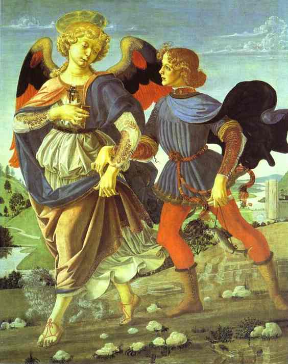 The Archangel Raphael protecting and guiding the young Tobias.